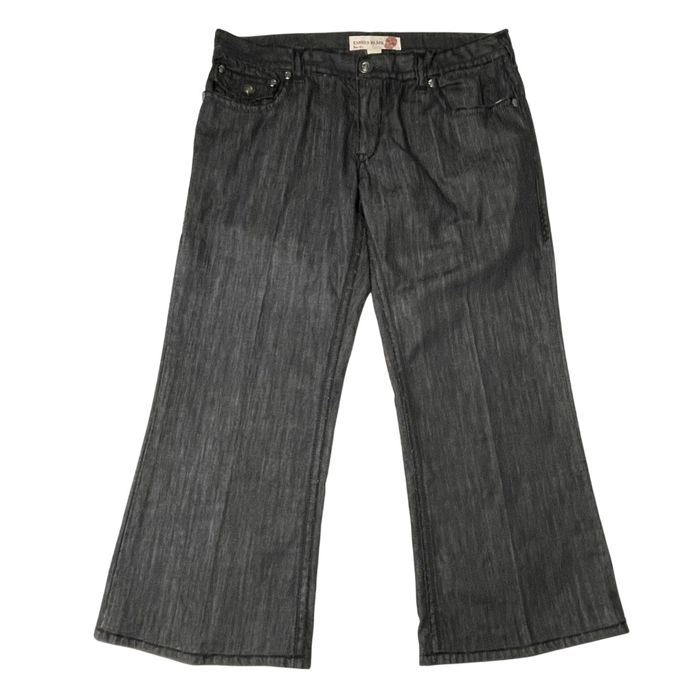 Laguna Beach Jean Co Mens 42x30 Black Denim Wide Leg Skull Hardware Jeans USA